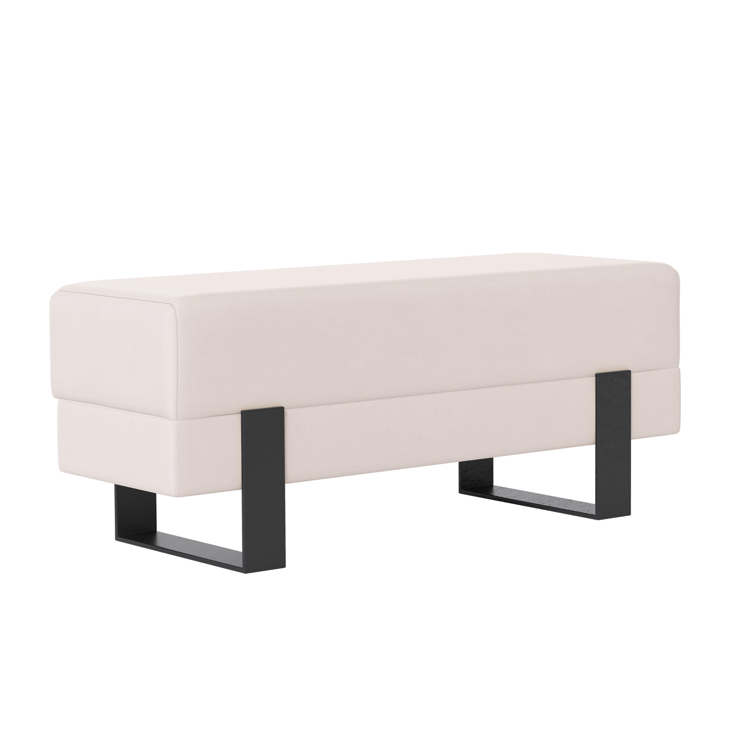 POLSTERBANK RIVA 80 cm Schwarz / Creme ,Metallgestell - Creme, Metall (80/47/35cm) - Idohome