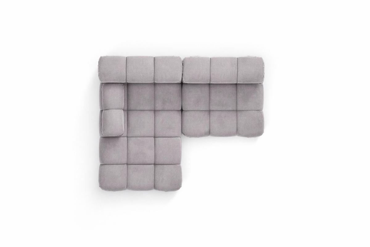 ECKSOFA L-Form Mini II Modular, Veloursstoff Salvador, Grau, Links, Selia - Grau, Holz (190/160cm) - Kaiser Möbel