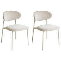 ESSZIMMERSTUHL 2er Set Chenillegewebe Hellbeige Cowley - Beige, Naturmaterialien (46/76/51cm) - Beliani