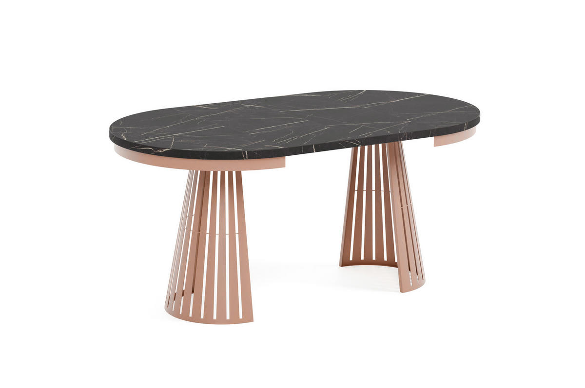 ESSTISCH Cone Bis - Schwarz/Kupferfarben, Holzwerkstoff/Metall (100/100/76cm) - Meblini