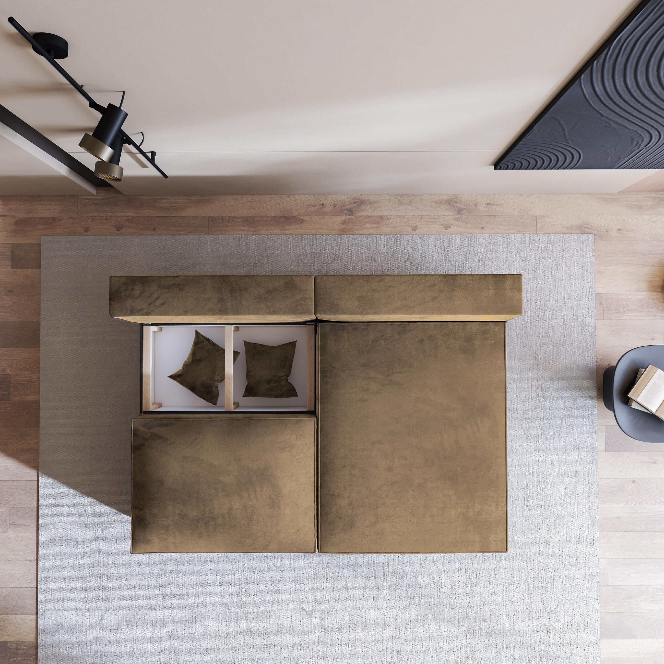 Thumbnail - Masseno Ecksofa, Beige, Holz, 3-Sitzer, L-Form,L-Form, 204x148 cm, Wohnzimmer, Sofas & Couches, Wohnlandschaften, Ecksof...