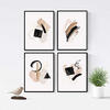 POSTER Set mit 4 Abstrakte Formen und Figuren Braun A3 Schwarzer Rahmen - Schwarz, Papier (29.7/3cm) - Nacnic