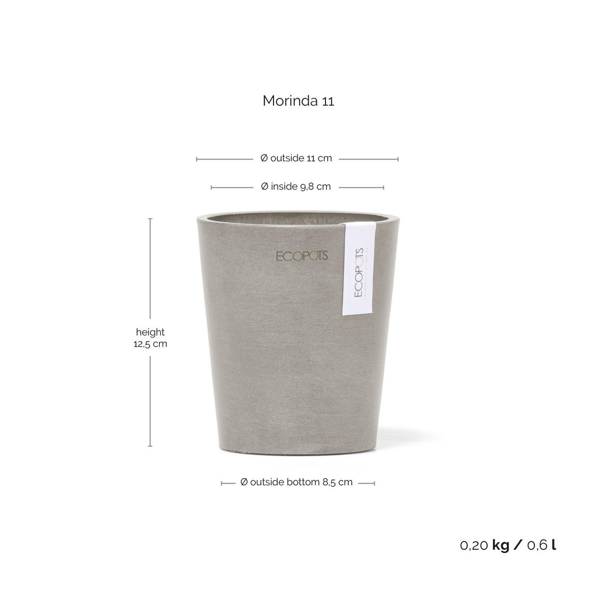 BLUMENTOPF Morinda Orchid 11/12,5 cm Taupe - Taupe, Kunststoff (11/12.5cm) - Ecopots