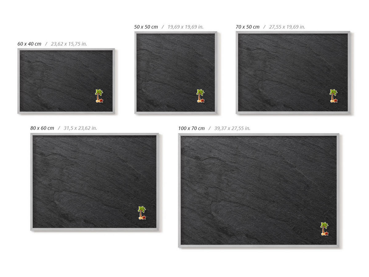 MAGNETTAFEL 80x60 cm Silberner Rahmen Steinwand Struktur - Brombeere, Metall (80/60/0.4cm) - TULUP
