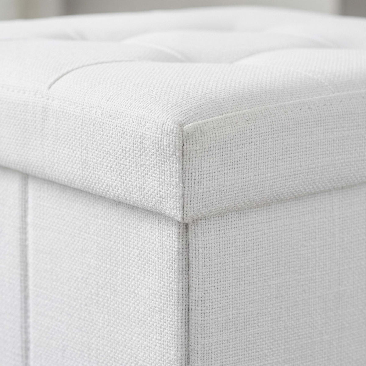 SITZHOCKER Weiß Leinen faltbar Stauraum 38x38x38 cm - Weiß, Holzwerkstoff/Textil (38/38/38cm) - Relaxdays