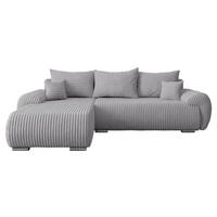 ECKSOFA Ubo L Cord, Seite: Links - Silberfarben/Hellgrau, Holz/Kunststoff (282/187cm) - MIRJAN24
