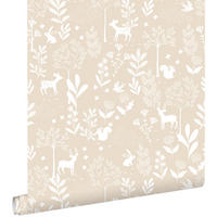TAPETE Wald mit Waldtieren 53 cm x 10.05 m - Beige, Papier (53/0.1cm) - ESTAhome