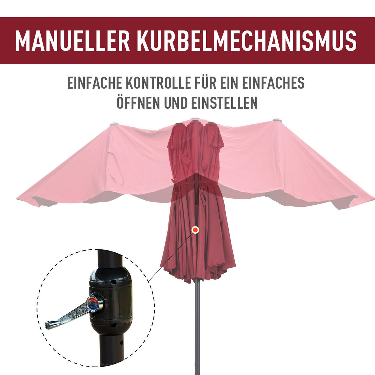 AMPELSCHIRM aus Stahl 294x294x250 cm in Hellgrün mit Kurbel & Neigefunktion - Hellgrün, Metall (294/294cm) - Modfu