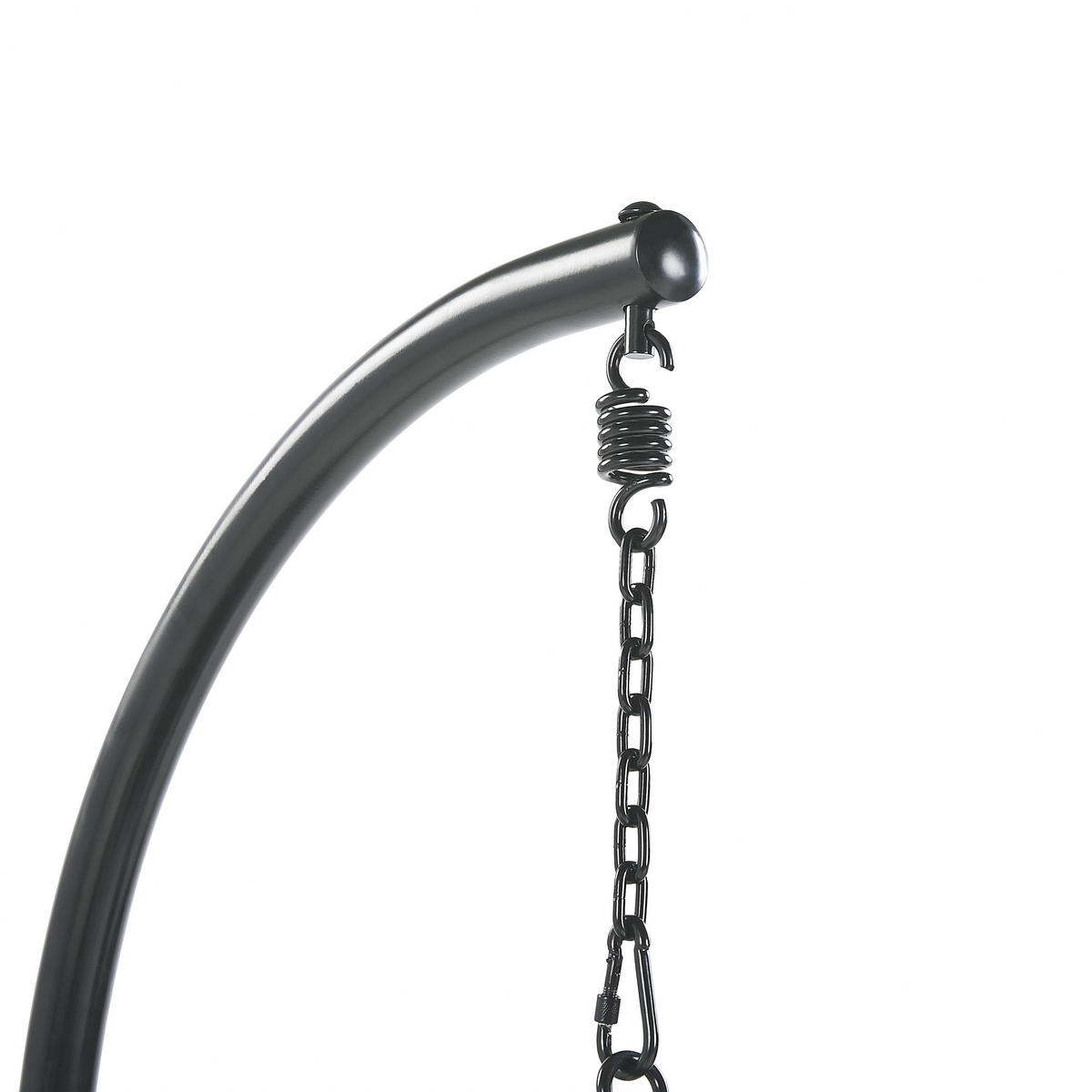 HÄNGESESSEL mit Gestell PE Rattan/Flechtseil schwarz 102 cm Alba - Schwarz, Kunststoff (102/200/102cm) - Beliani