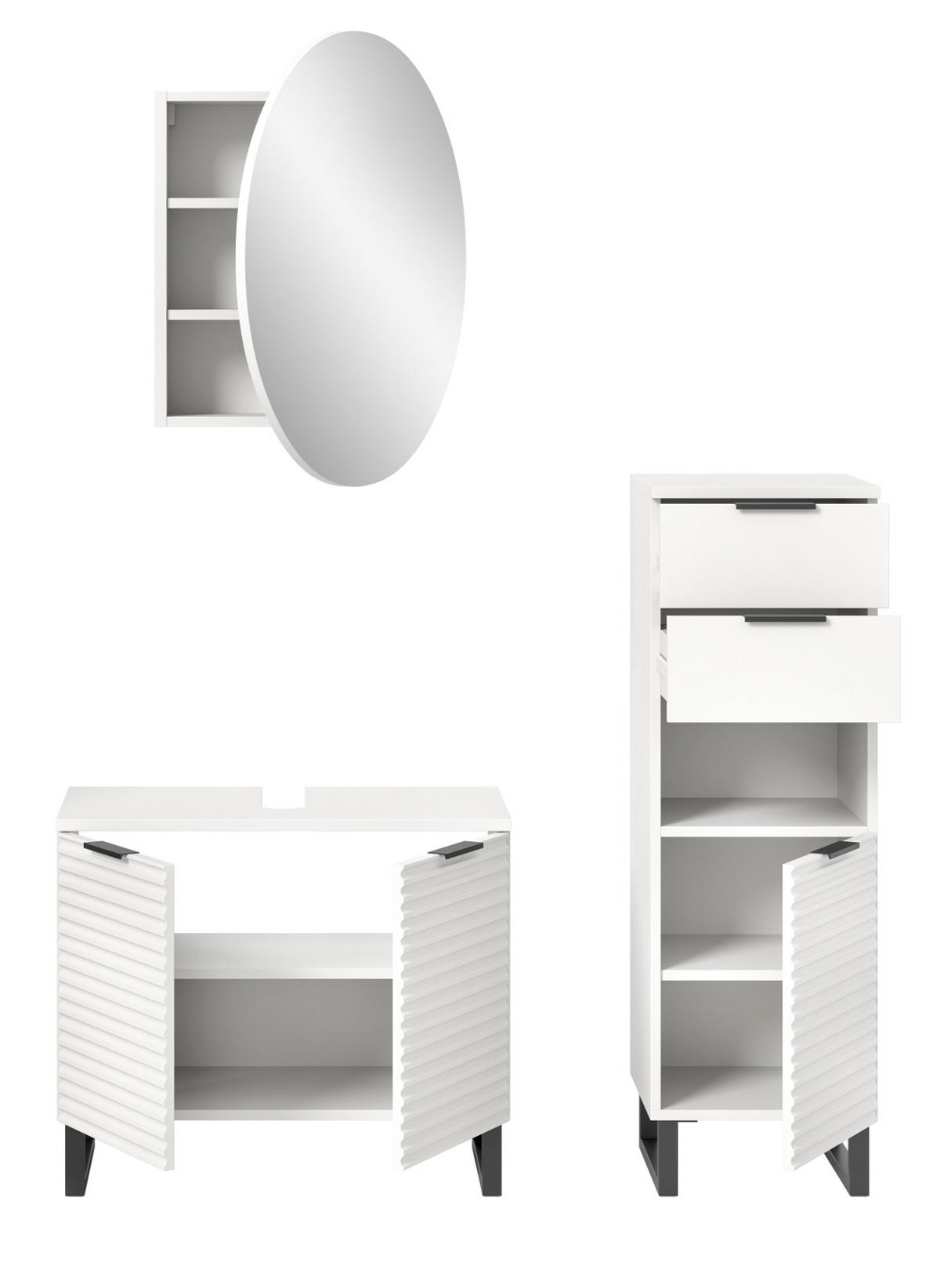 BADMÖBEL-SET 3-teilig weiß 120 cm, Kombination mit Soft-Close - Weiß, Glas/Holzwerkstoff (120/193/34cm) - Inn.Furn