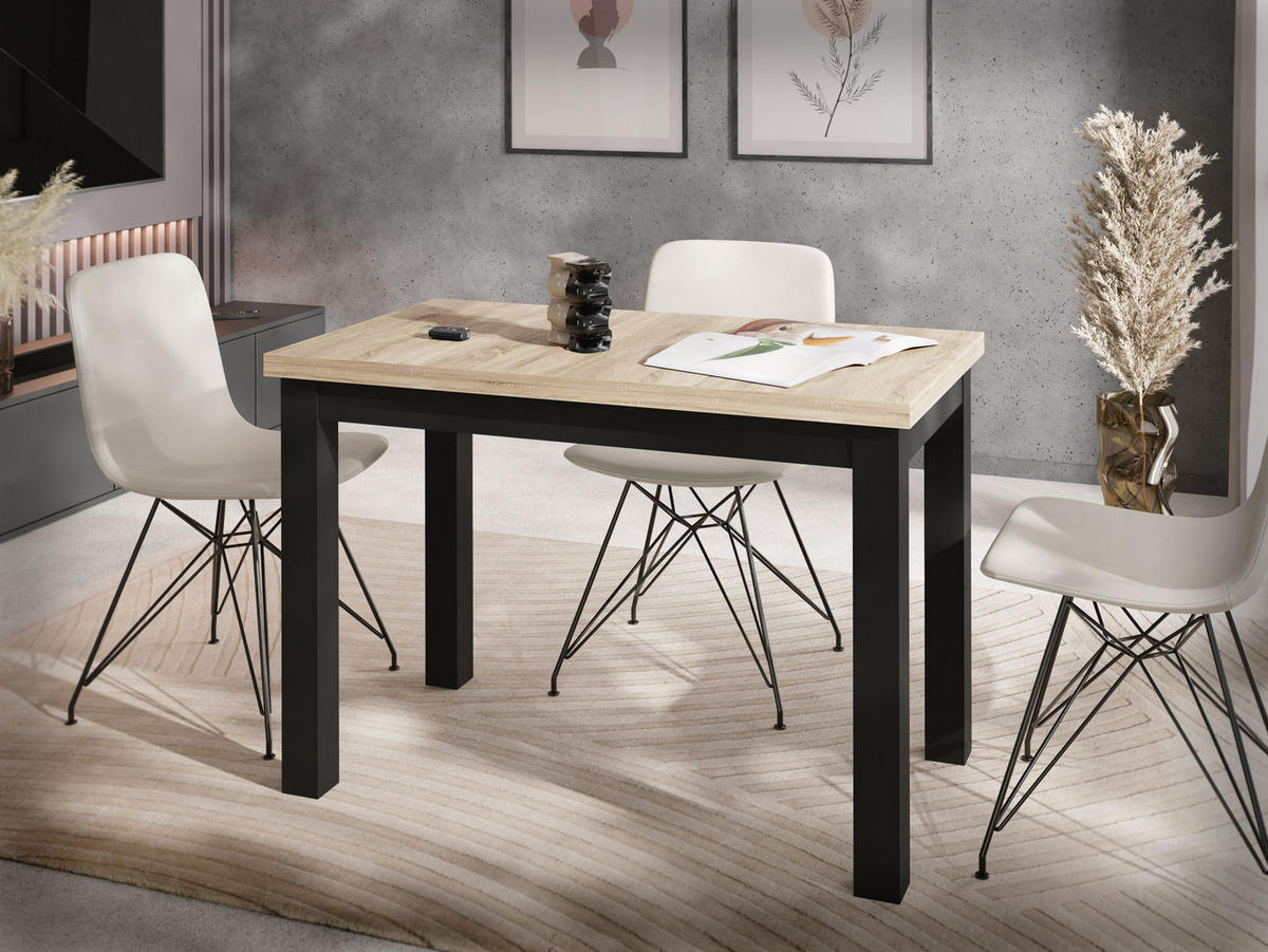 ESSTISCH Arden rechteckig, Eiche Hell Braun 100/60/73 cm - Schwarz/Sonoma Eiche, Holz/Holzwerkstoff (100/60/73cm) - WFL GROUP