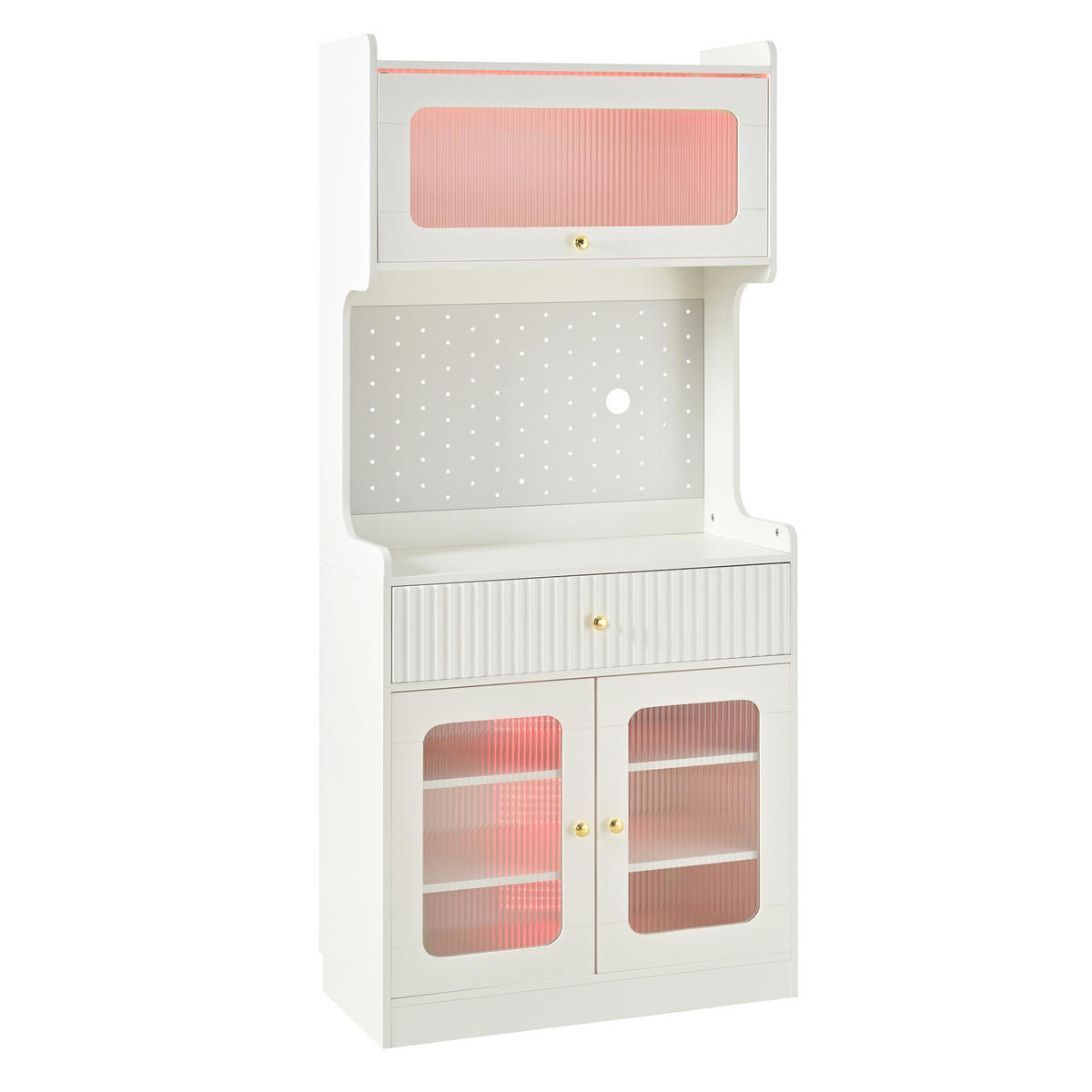 HIGHBOARD mit LED-Beleuchtung 80 x 40 x 180 cm Weiß - Weiß, Holzwerkstoff (40/180/80cm) - Meubliv