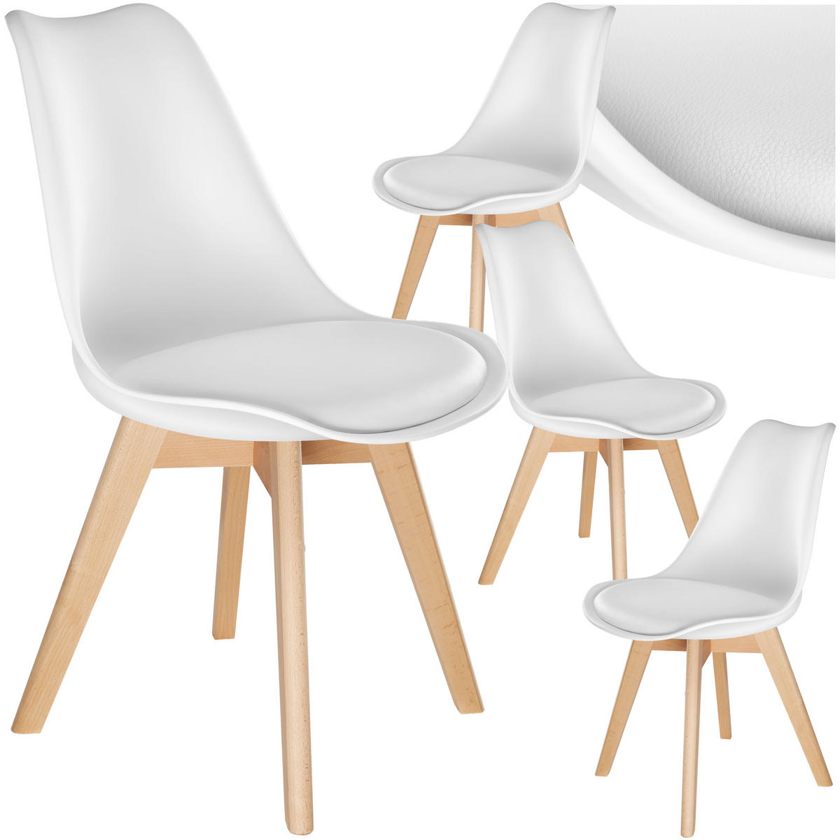 ESSZIMMERSTUHL 4er Set Friederike 49 x 56 x 82,5 cm weiß - Weiß, Textil (49/82.5/56cm) - tectake
