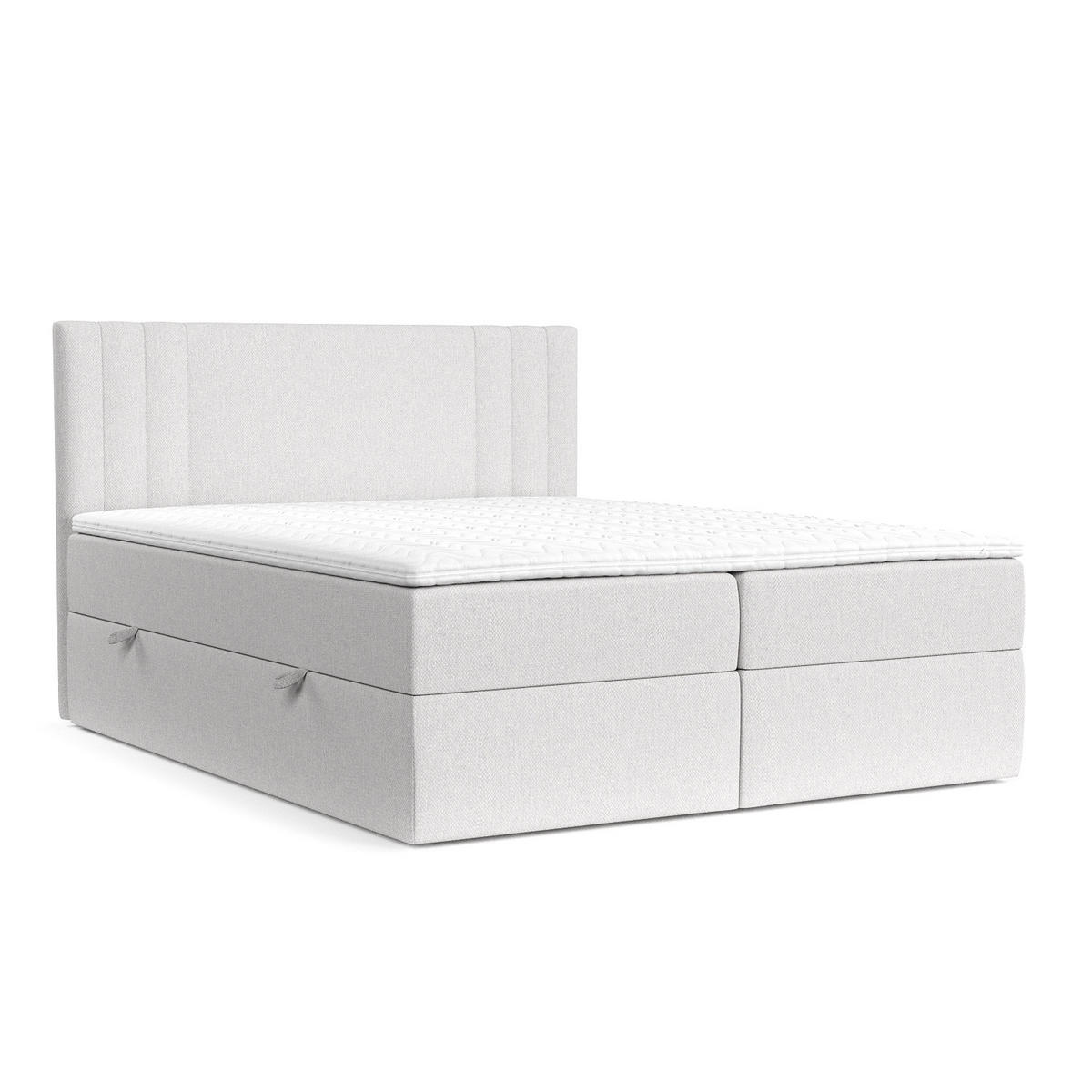 BOXBETT Mallo Hellgrau 200/200 cm mit Matratze und Topper - Hellgrau/Schwarz, Holz/Holzwerkstoff (200/200cm) - Maison de Reve
