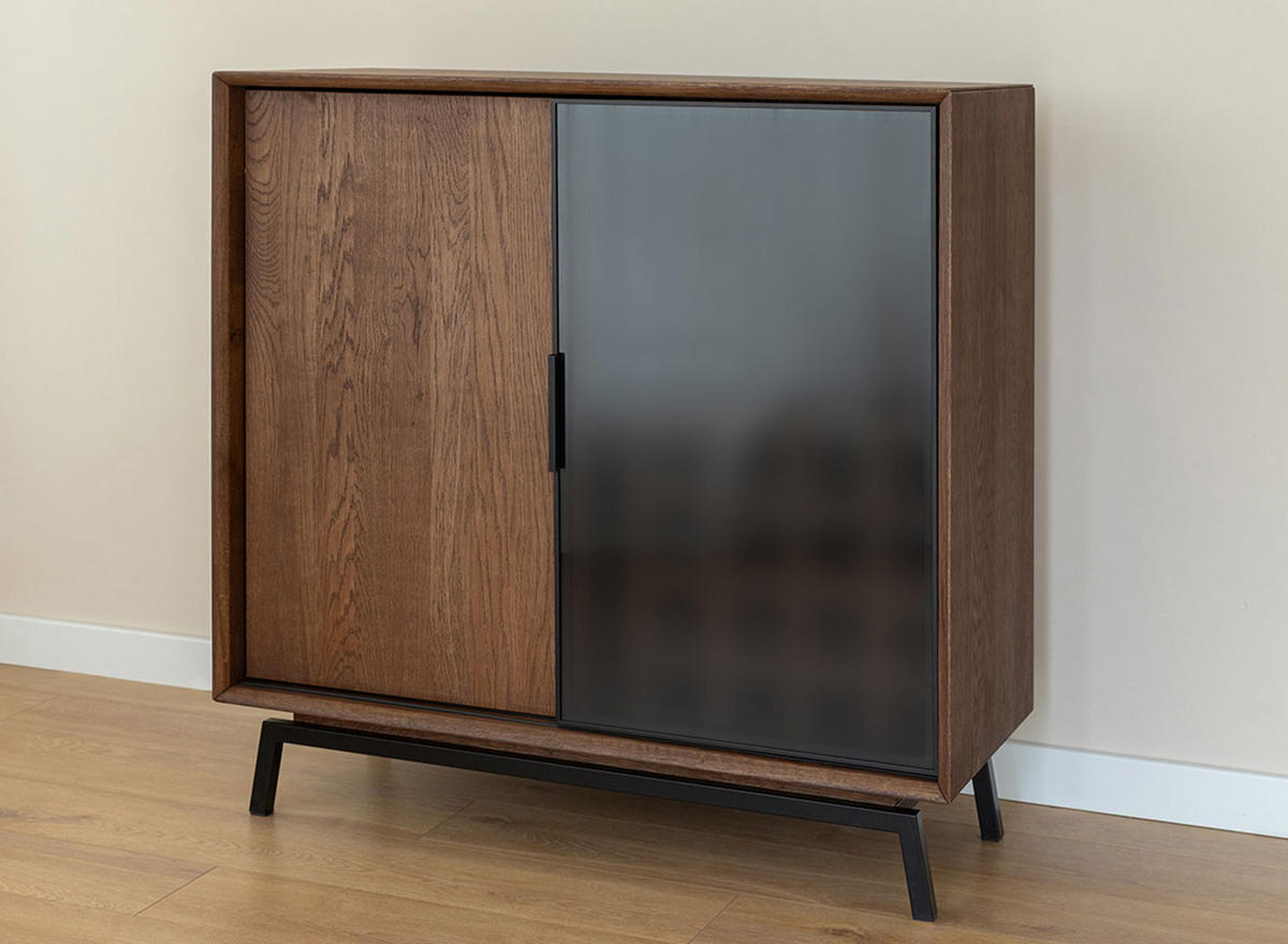 WEINREGAL Modern Loft Eiche Tabak 101 / 45 / 101cm - Eichefarben/Dunkelbraun, Holz (101/101/45cm) - Feldmann-Wohnen