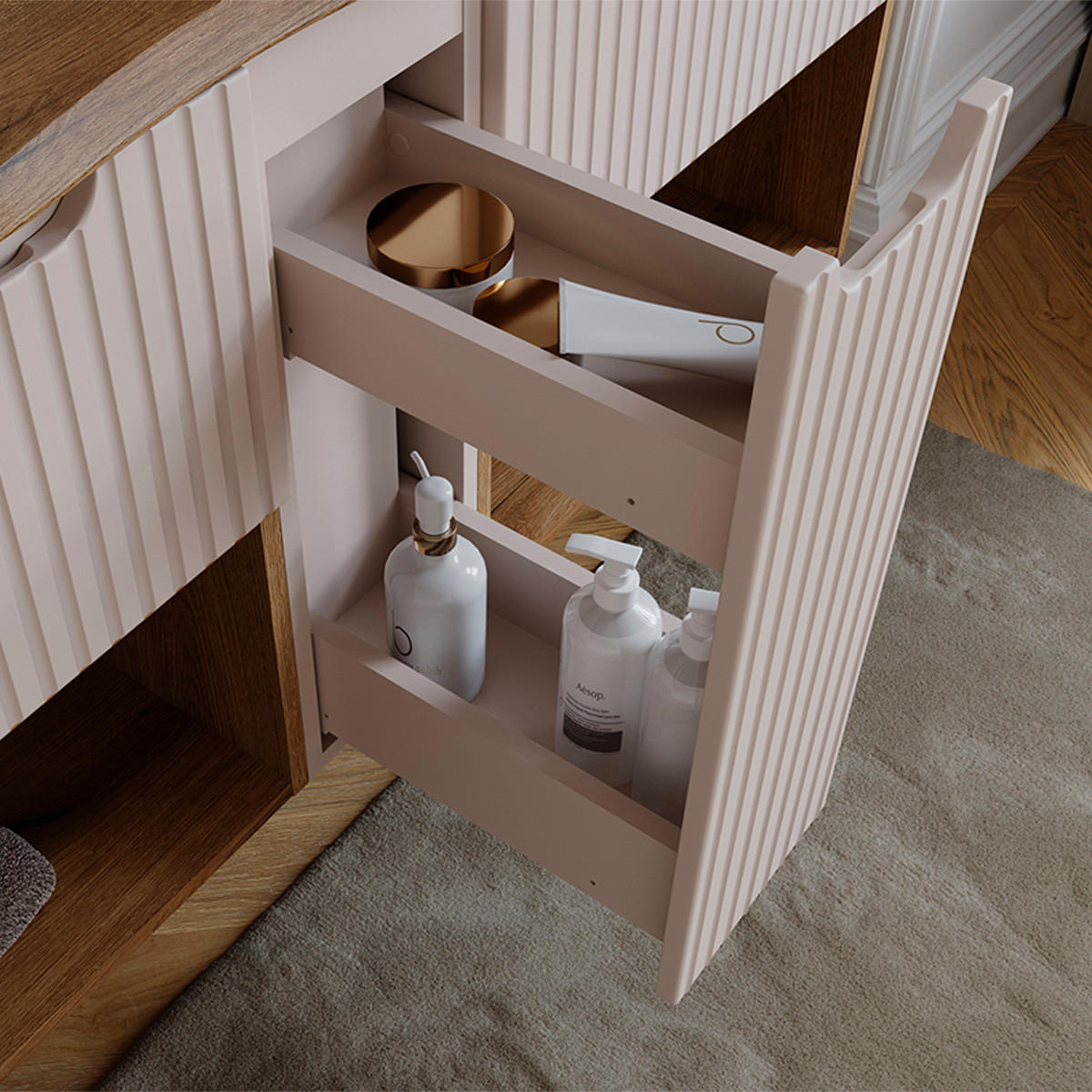 WASCHTISCHUNTERSCHRANK 80.4cm Riva Kaschmir - Beige, Holzwerkstoff (80.4/60/40cm) - Petits-meubles