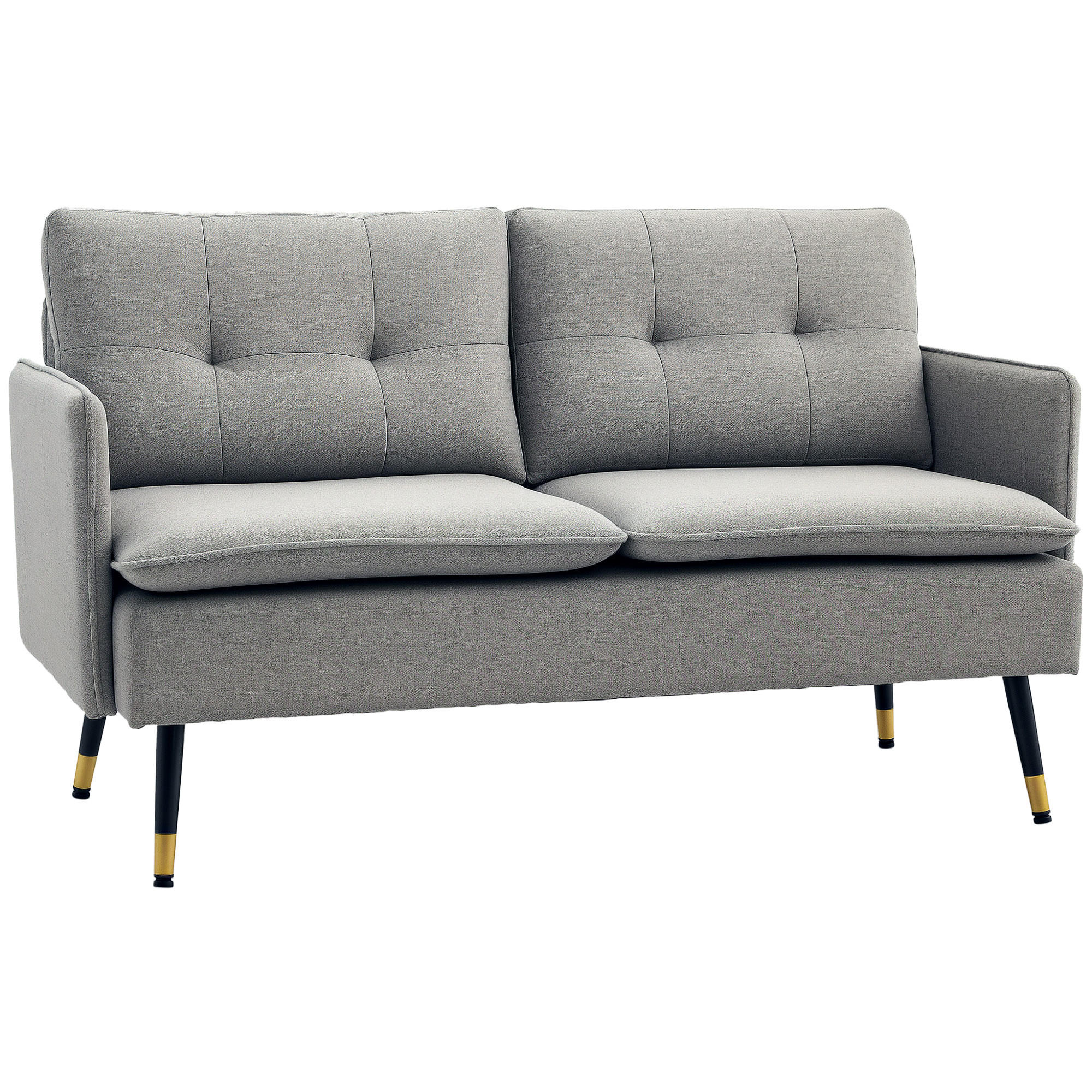 SOFA, 2-Sitzer, Stoff, Kissen, Stahlbeine, grau, 139x68x80cm - Multicolor, Holzwerkstoff (139/80/68cm) - FORIOUS