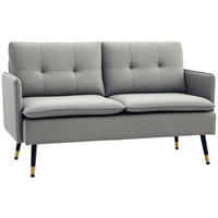 SOFA, 2-Sitzer, Stoff, Kissen, Stahlbeine, grau, 139x68x80cm - Multicolor, Holzwerkstoff (139/80/68cm) - FORIOUS