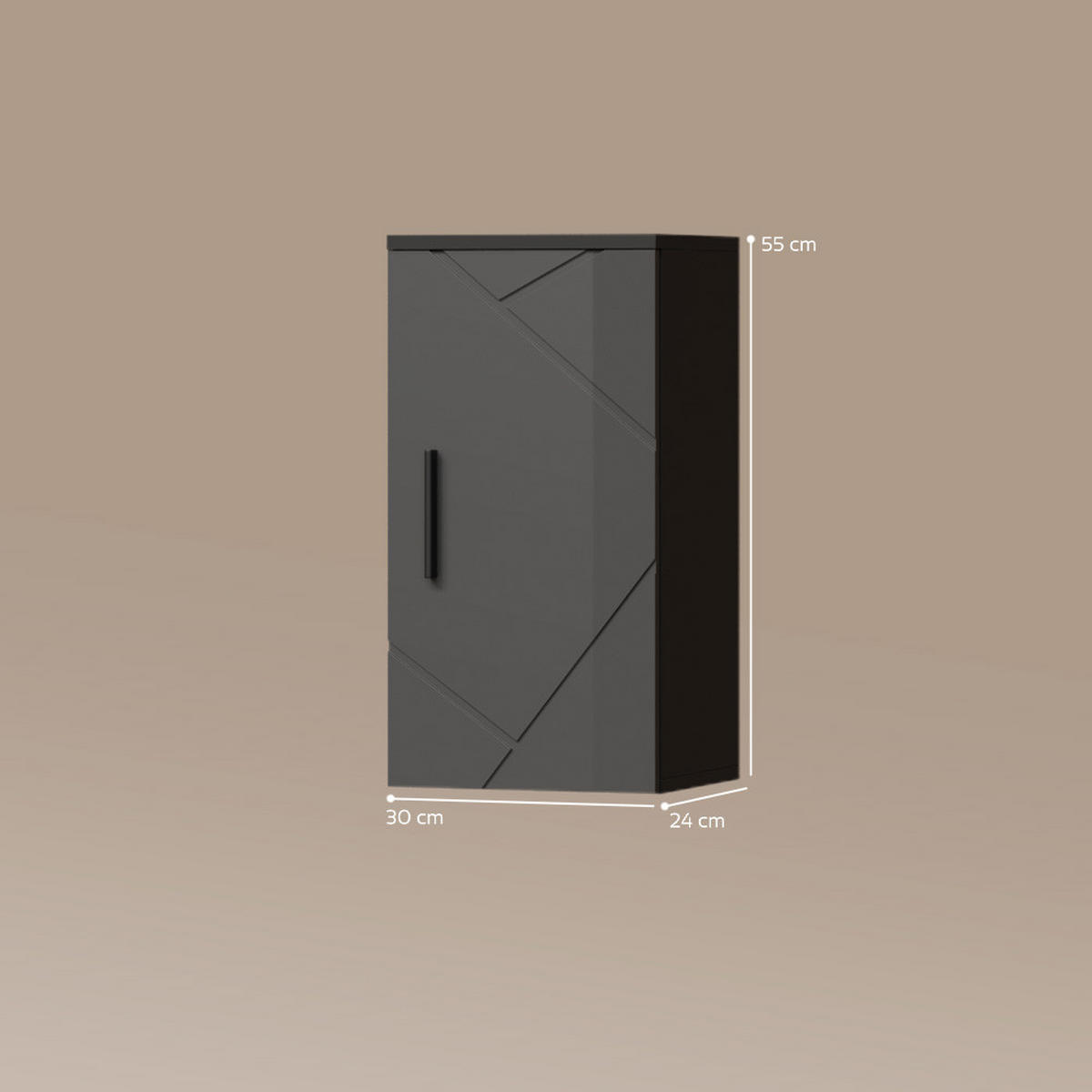 BADSCHRANK Ronco Anthrazit Hochglanz 30 x 59 cm - Anthrazit, Holzwerkstoff (30/59/24cm) - Livinity®