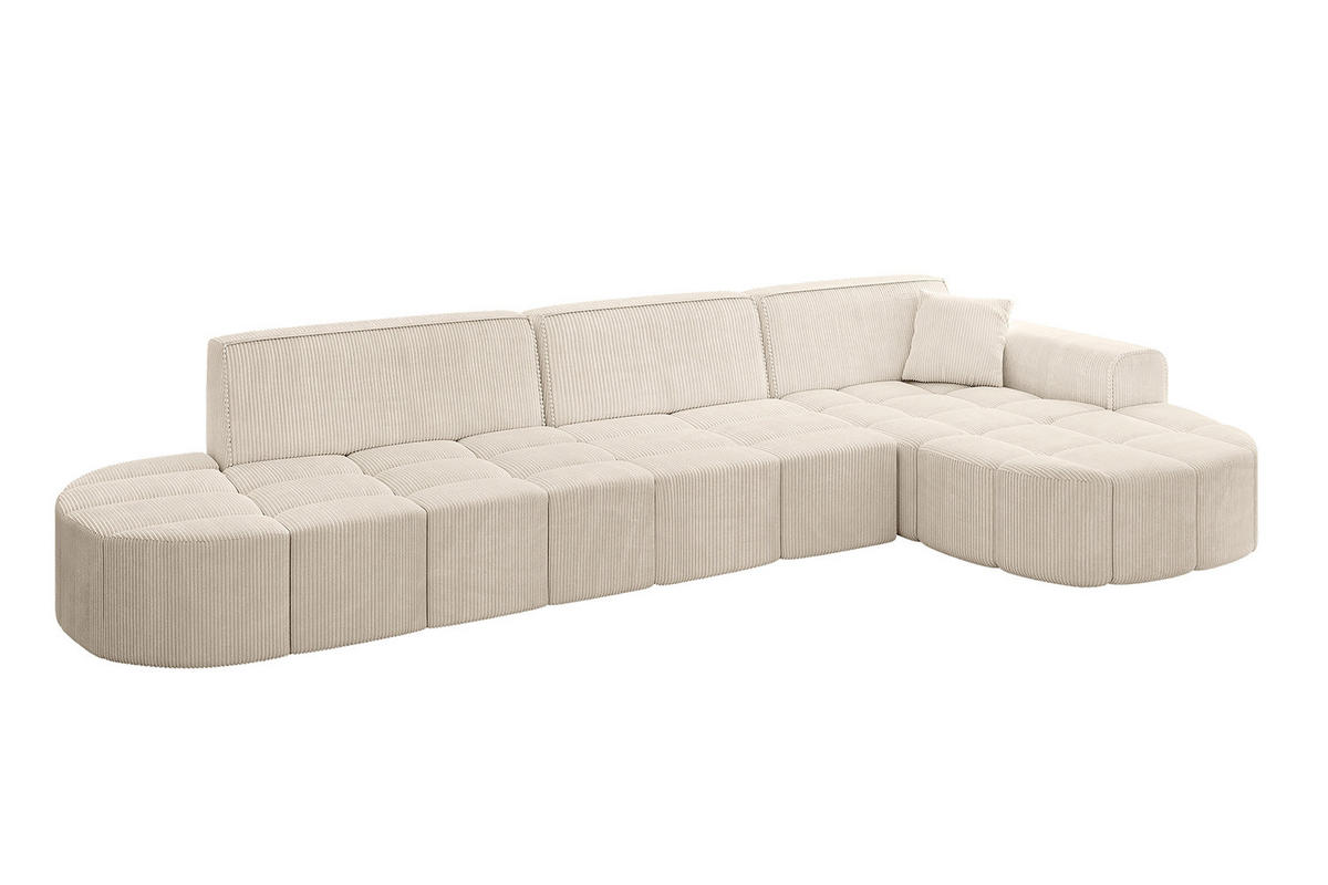 ECKSOFA Ottomane Rechts LIVO-L2 - 337x173x79,5 cm Beige - Beige, Holzwerkstoff/Textil (337/173cm) - ALTDECOR