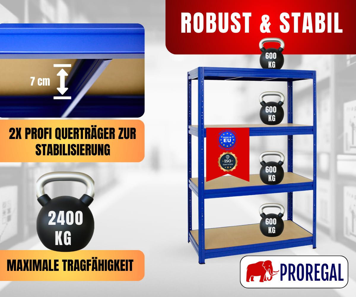 SCHWERLASTREGAL Dino 180x120x60 cm Fachlast 600 kg Blau - Blau, Metall (120/180/60cm) - PROREGAL