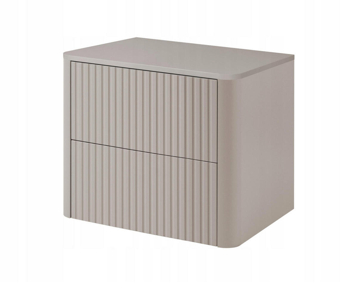 WASCHBECKENUNTERSCHRANK LINEA hängend geriffelt Kaschmir matt mit Waschtischplatte 60/48/44 cm - Kaschmir, Holzwerkstoff (60/48.4/43.7cm) - Rodan