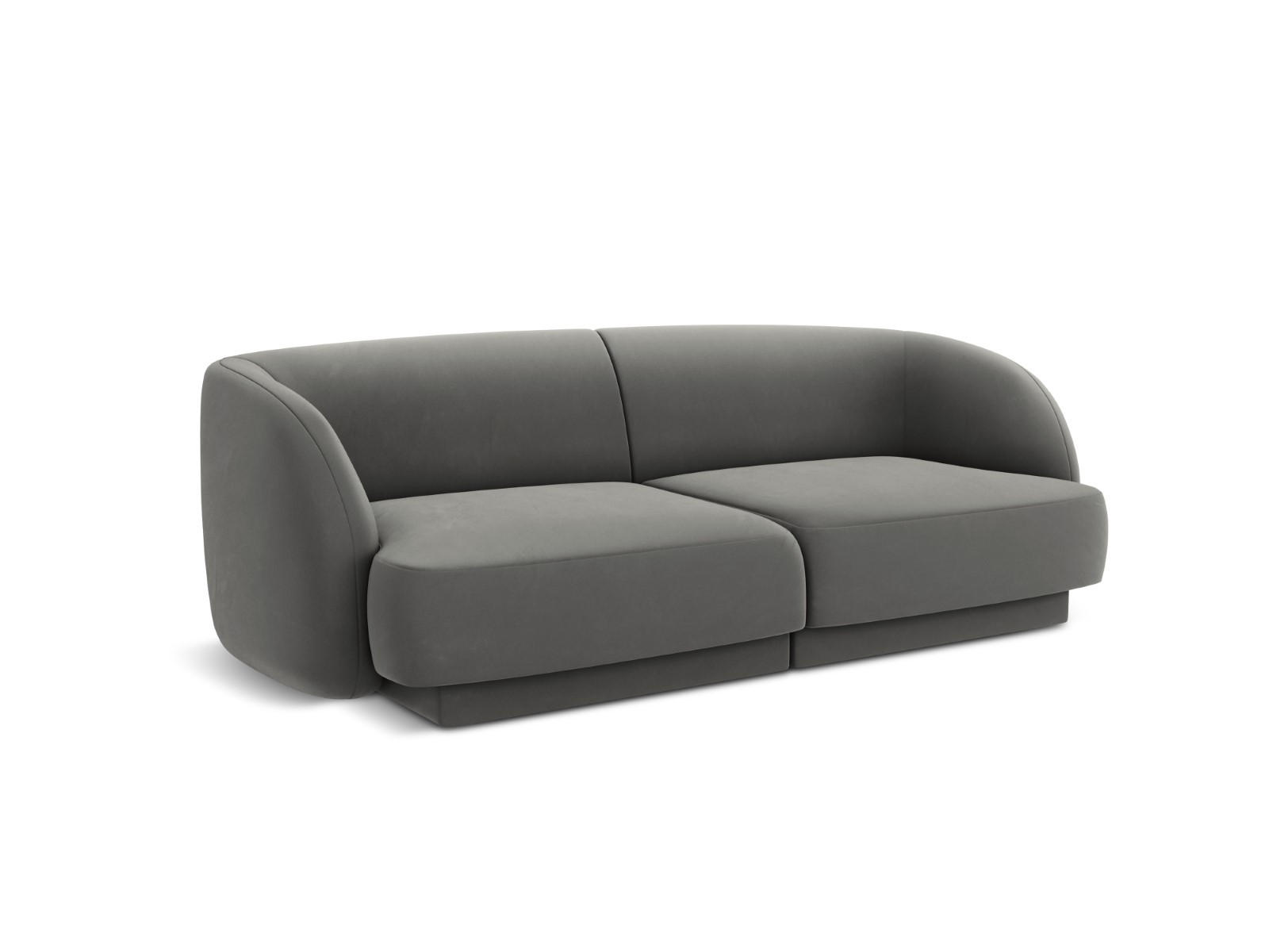 SOFA Miley aus Samt hellgrau 2 Sitzplätze - Hellgrau, Textil (90/70/180cm) - Micadoni