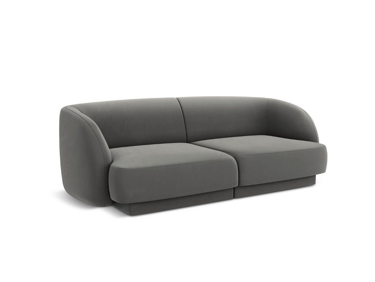 SOFA Miley aus Samt hellgrau 2 Sitzplätze - Hellgrau, Textil (90/70/180cm) - Micadoni