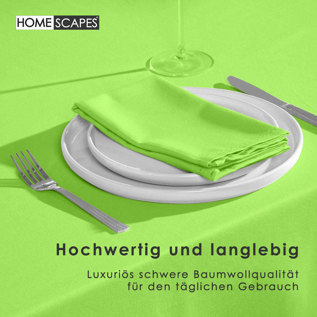 TISCHDECKE limette 137/228 cm, 100% Baumwolle - Limette, Textil (137/228cm) - Homescapes