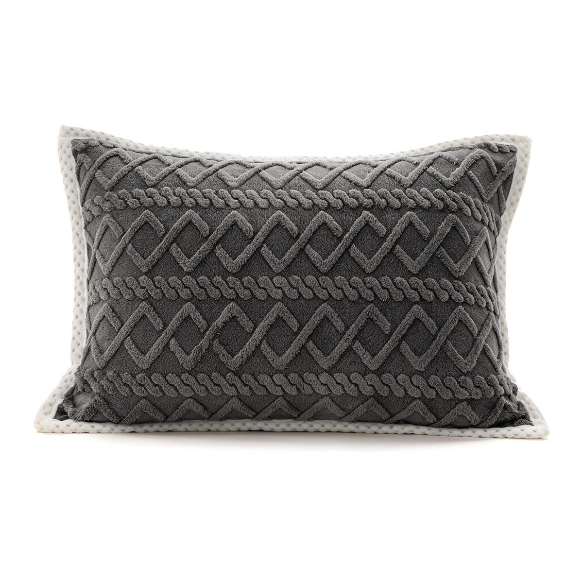 PLÜSCH-KISSENBEZÜGE – 48*74cm – Grau (Paar) - Grau, Textil (48/74cm)