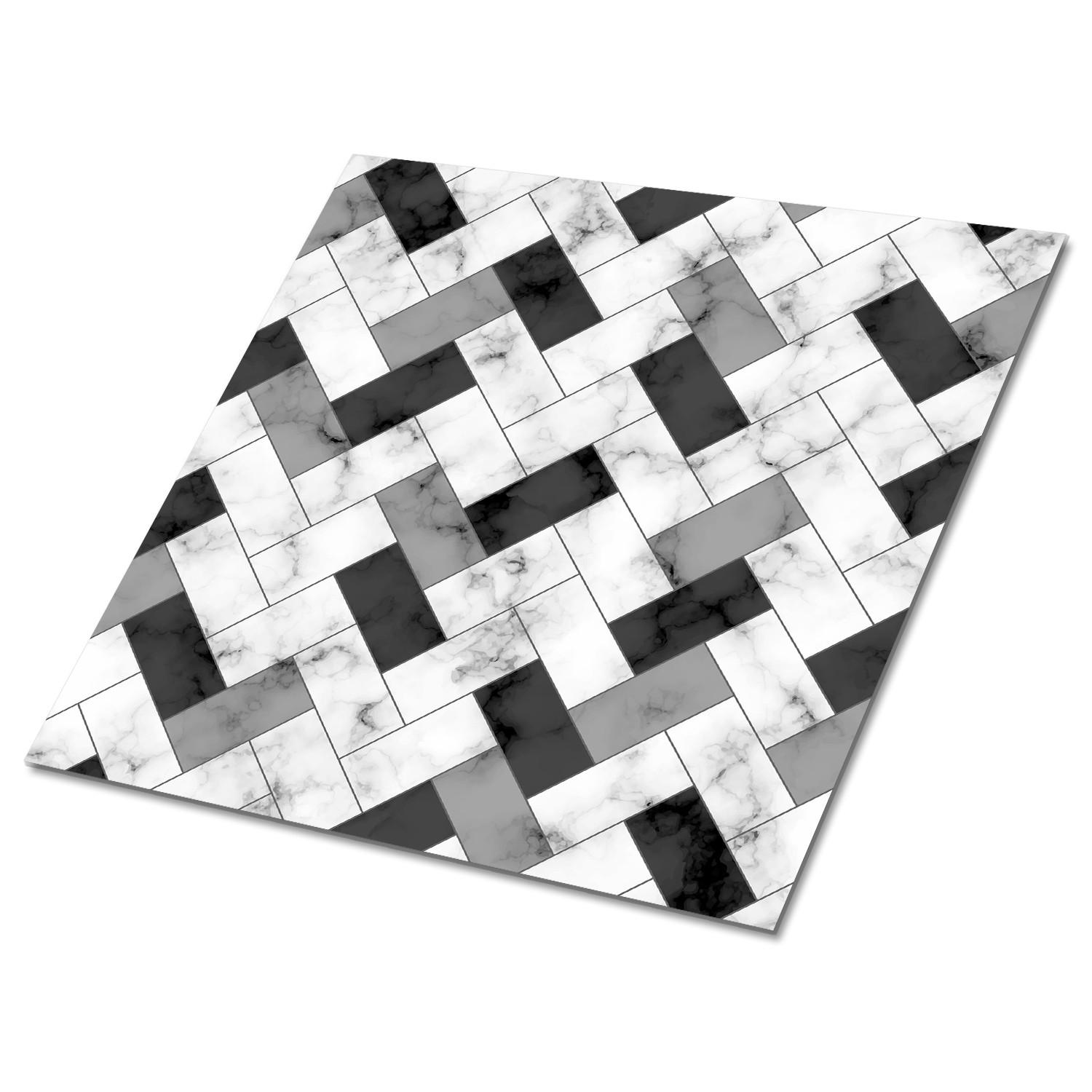 FLIESENAUFKLEBER 9 Stück 30x30 cm selbstklebend Marmor-Fischgrätenmuster - Grau, Textil (30/1.6/30cm) - TULUP