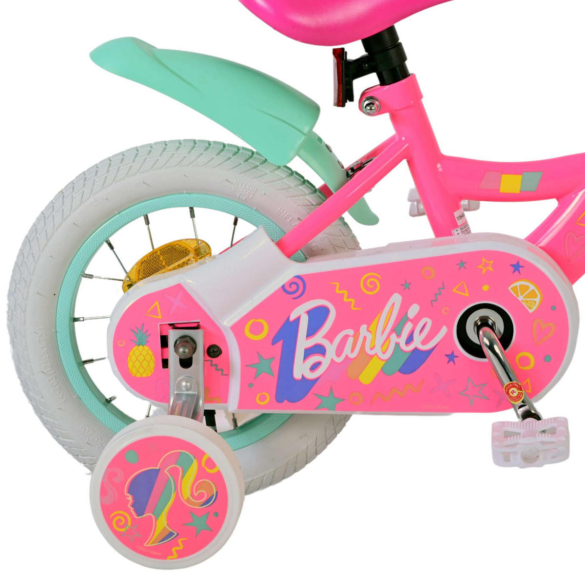 KINDERFAHRRAD Barbie - Mädchen - 12 Zoll - Rücktritt + Handbremse - Rosa - Rosa, Metall (48cm) - TPFSports