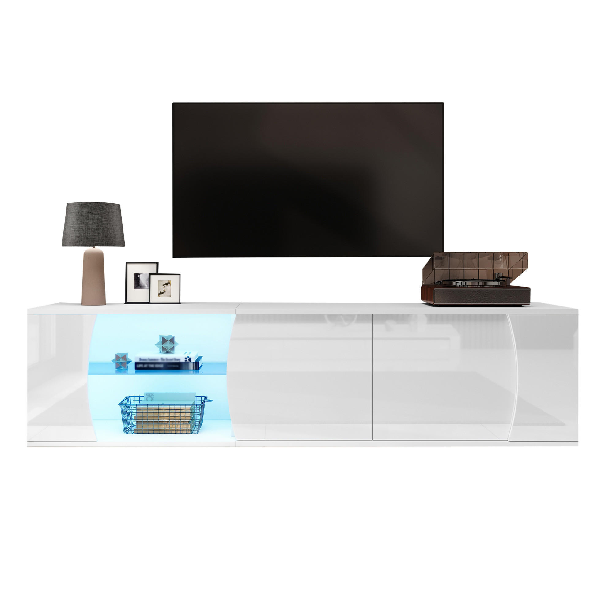 TV-ELEMENT mit 3 Türen und LED 180 x 40 x 45 cm Weiß - Weiß, Holzwerkstoff (40/45/180cm) - Beauniv