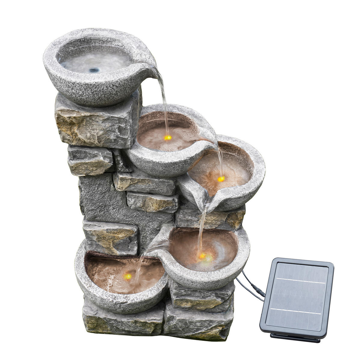 SOLAR-BRUNNEN Outdoor - Grau, Kunststoff (43.2/30.5/68.6cm) - Teamson Home