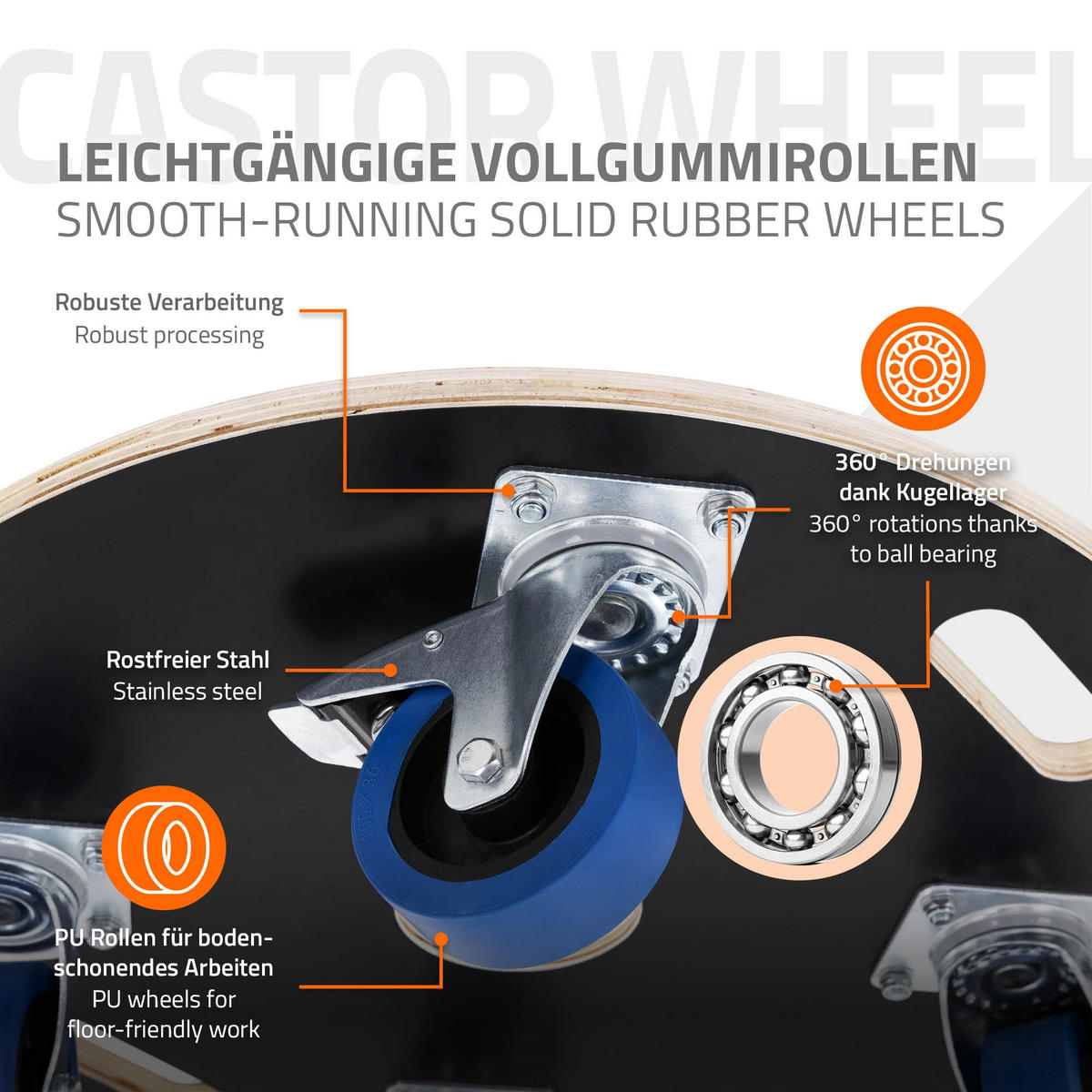 TRANSPORTROLLER 2er Set rund Ø87x14,5 cm Tragkraft 800kg - Grau, Holzwerkstoff (87/87/14.5cm) - ECD-Germany