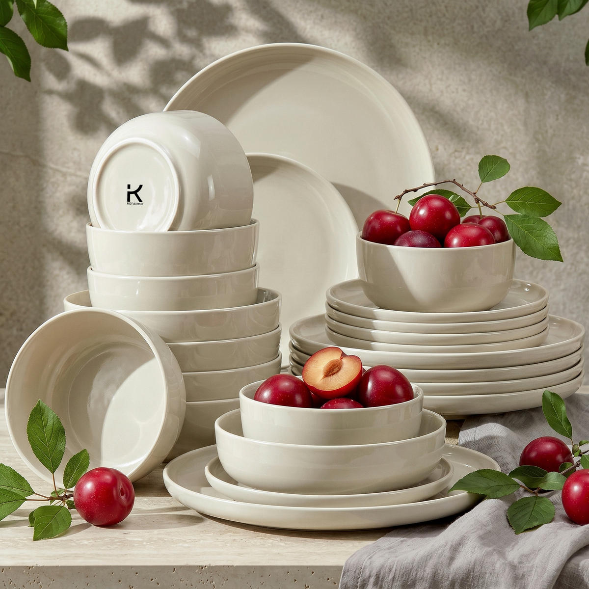 KOMBISERVICE VICTO 6 Personen 24-tlg - Beige, Keramik (27/2/27cm) - KONSIMO®