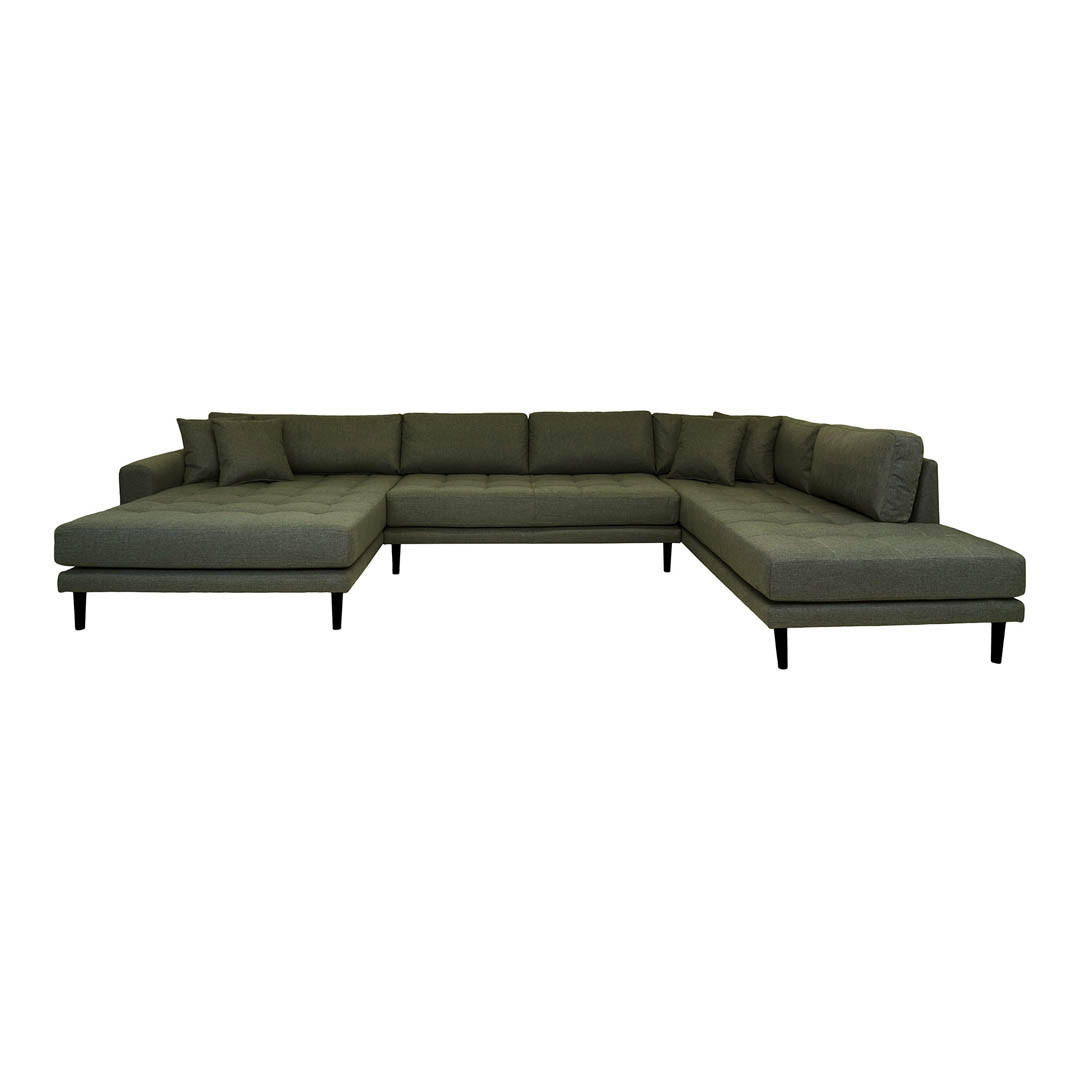 SOFFA Lido U-formad för 4 personer 370 x 220 x 76 cm – grön - Grön, Päls/Textil (370/76/220cm) - ebuy24