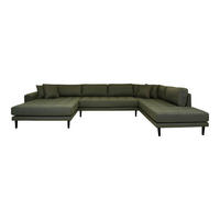 SOFFA Lido U-formad för 4 personer 370 x 220 x 76 cm – grön - Grön, Päls/Textil (370/76/220cm) - ebuy24
