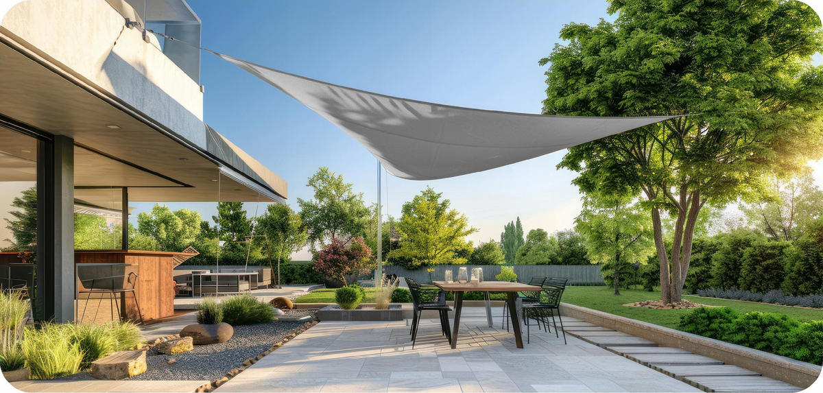 SONNENSEGEL Wasserdicht Dreieckig Grau 3x3m - Grau, Textil (300/300cm) - KRUMAD