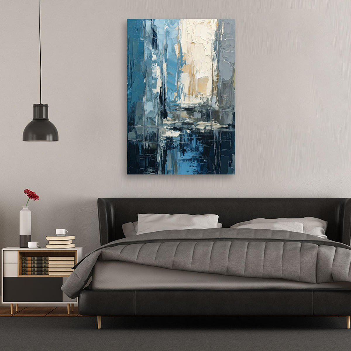 LEINWANDBILD Abstraktion 70x100cm - Blau, Textil (70/100cm) - Feeby