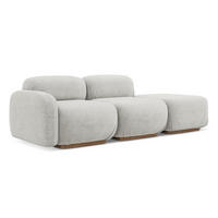 3-SITZER SOFA Rechts Bouclé Stoff Grau - Silberfarben/Braun, Holz/Textil (258/73/95cm) - Makamii