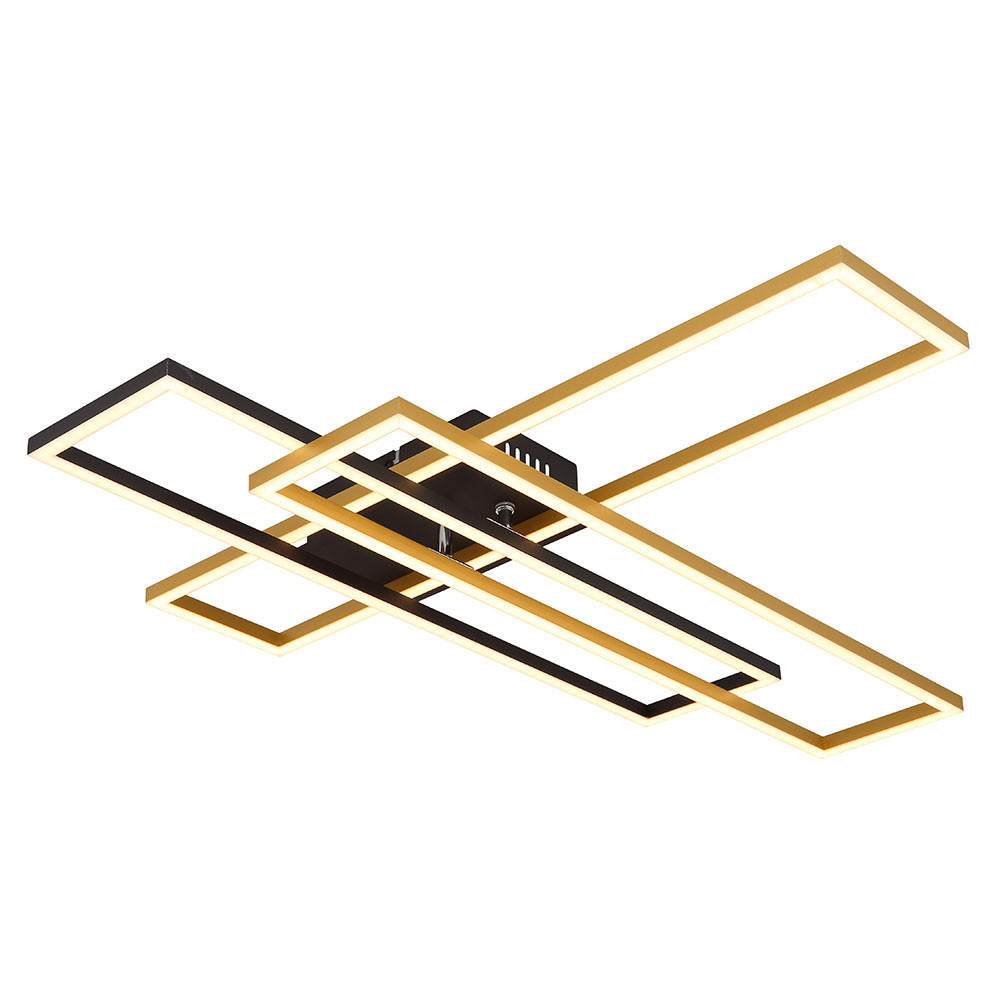 LED DECKENLEUCHTE Gold Schwarz Matt - Goldfarben, Metall (80/60/9.5cm) - Globo Lighting