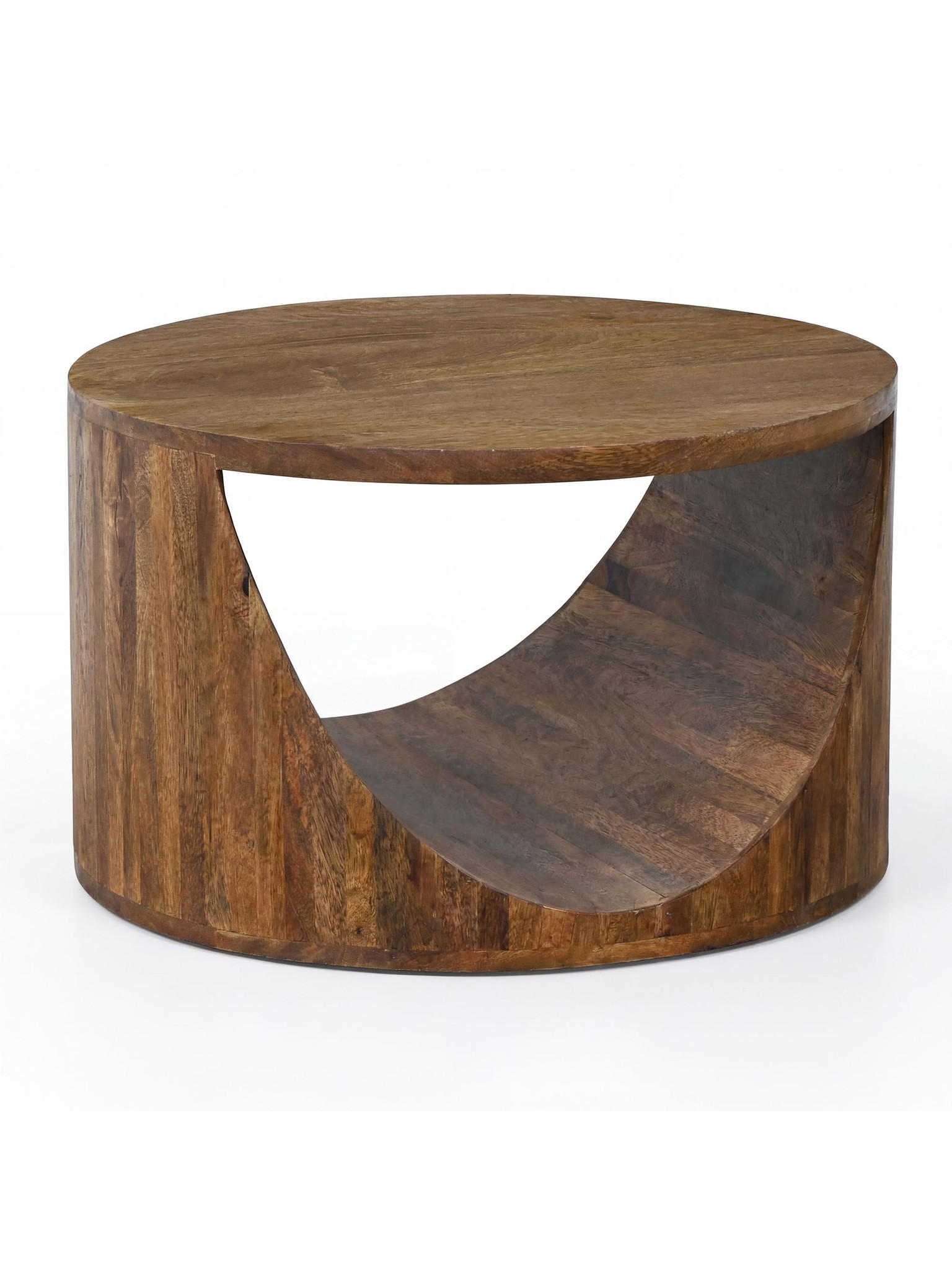 COUCHTISCH ANTEQUERA, Mango Massivholz, mit Ablagen, Ø 60 x 36 cm - Dunkelbraun/Braun, Mangoholz/Holz (60/60/36cm) - KADIMA DESIGN