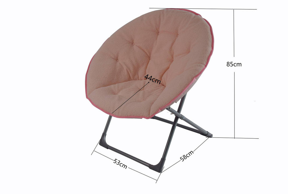 SKLÁDACÍ křeslo růžové z tkaniny a kovu s měkkým polstrováním - růžová, textil (53/85/58cm) - OKWISH