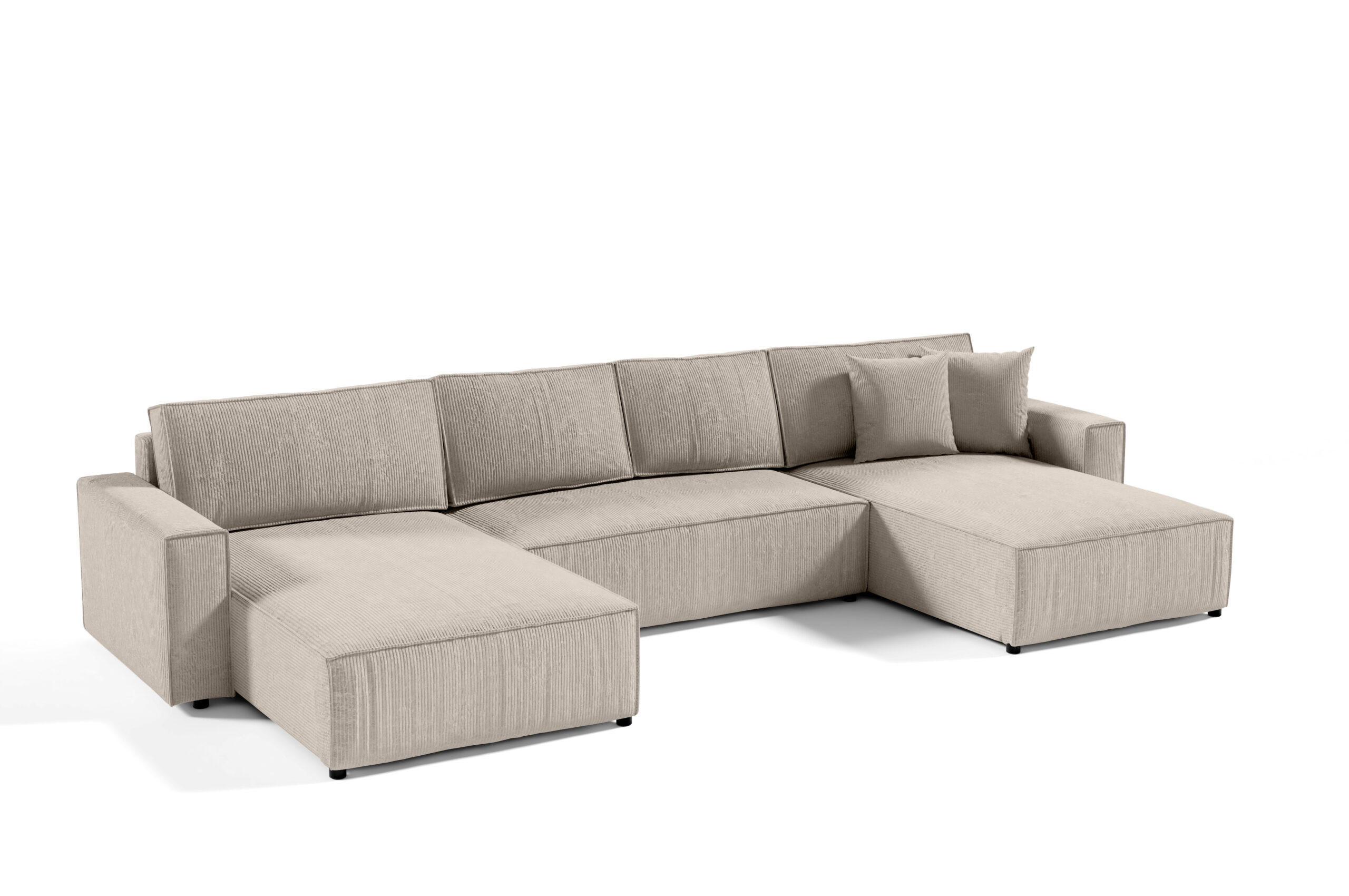 WOHNLANDSCHAFT Sekwana U Beige - Beige, Naturmaterialien (185/70/398cm) - Fedve