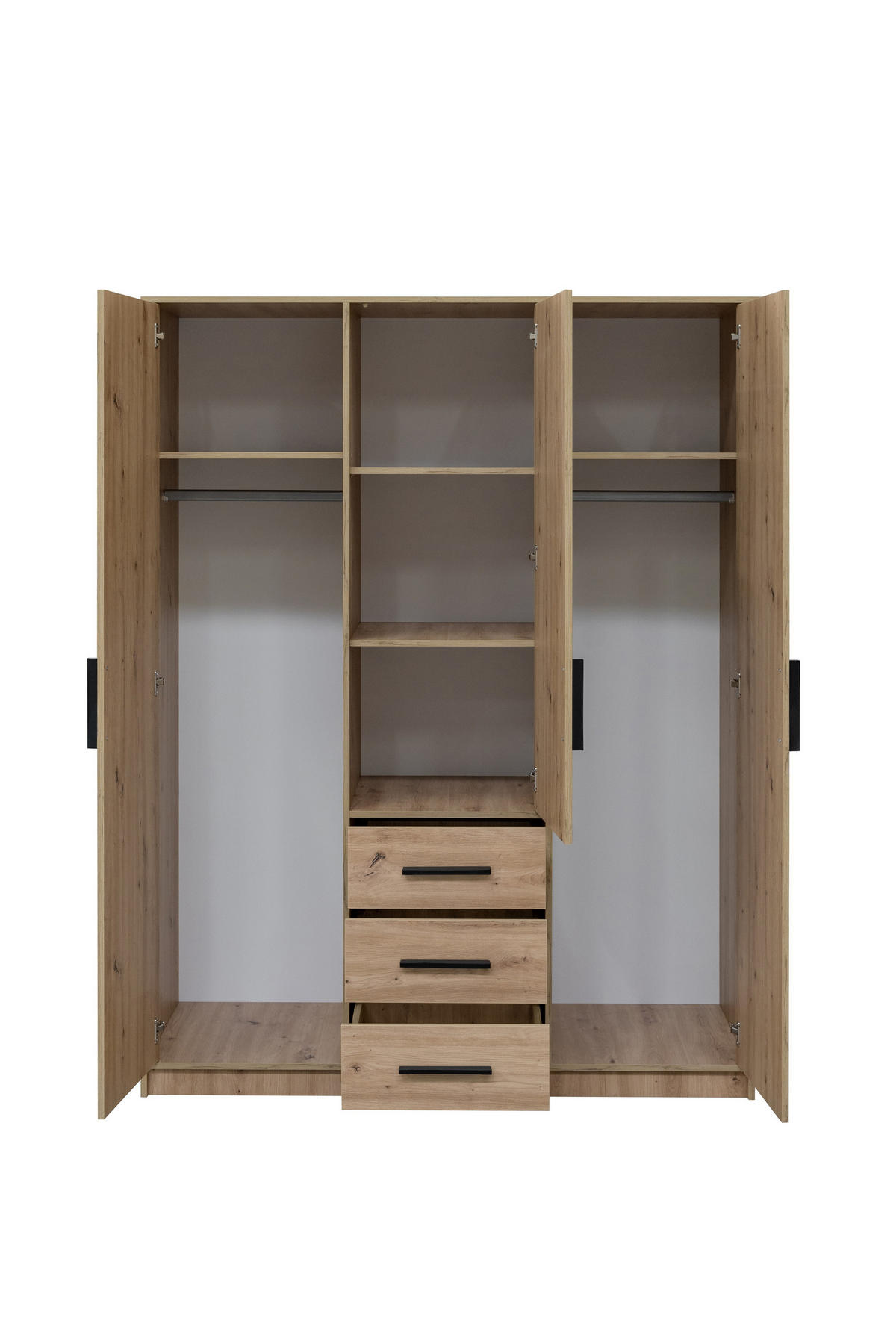 DREHTÜRENSCHRANK FIORA 149/200/57,5 cm 3-türig mit Spiegel Eiche Artisan - Eiche Artisan, Holzwerkstoff (149/200/57.5cm) - MASSENO