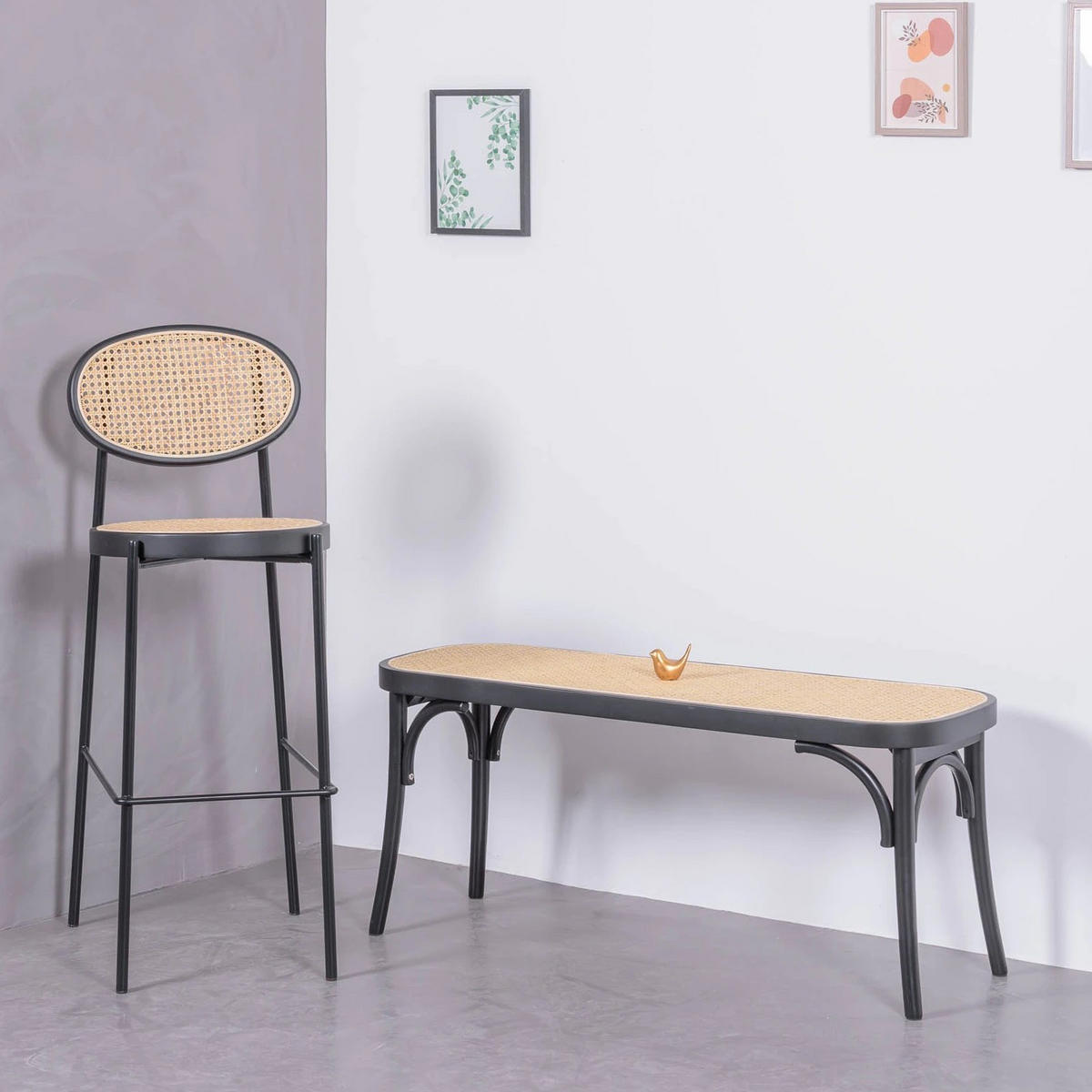 BANK Rechteckig Schwarz 37/110/47 cm - Schwarz, Naturmaterialien (110/47/37cm) - Nest Dream