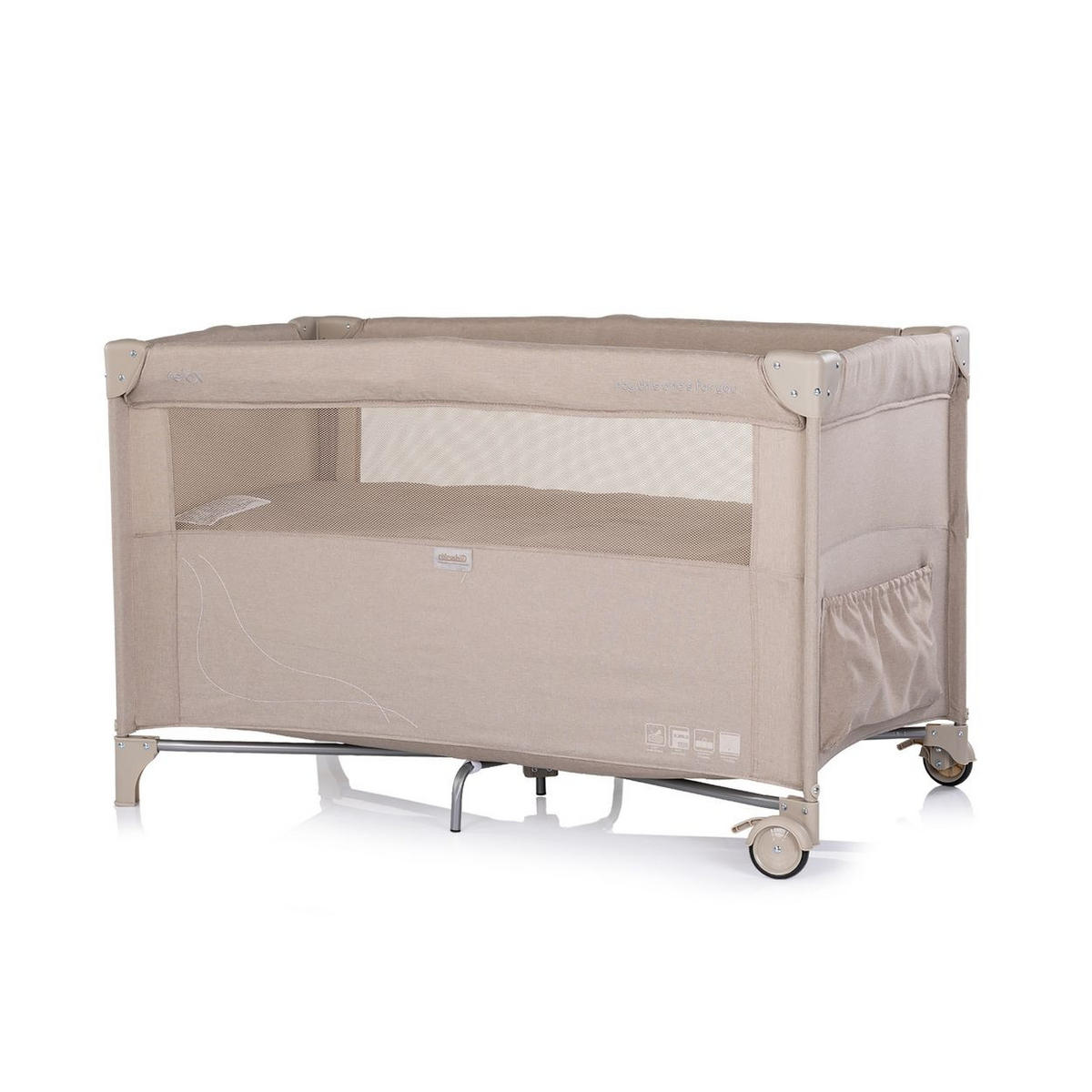 REISEBETT Relax Leinen 2 Ebenen beige braun Tasche, Reißverschluss, Räder, faltbar - Beige, Kunststoff (60/120cm) - Chipolino