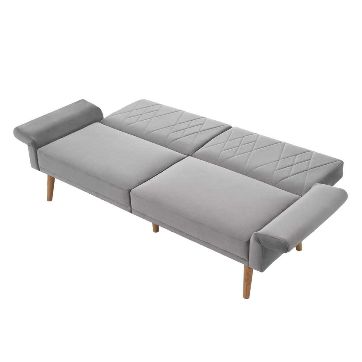 SCHLAFSOFA Zweisitzer mit verstellbaren Rückenlehnen aus Samt Grau 180/75/82 cm - Grau, Textil (180/82/75cm) - OKWISH