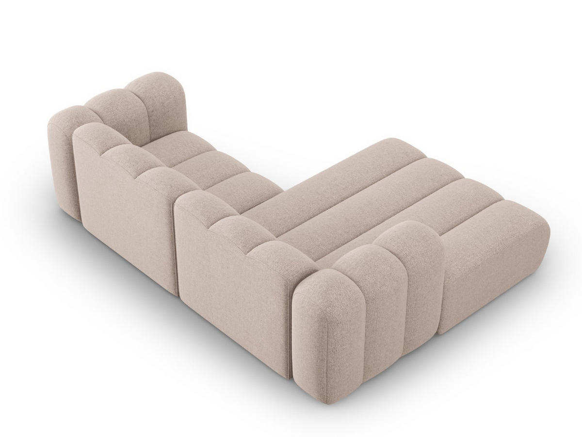 ECKSOFA modular links Lupine aus Chenille-Stoff beige 3 Sitzplätze - Beige, Textil (177/230cm) - Micadoni